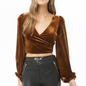 Forever 21 brown velvet crop top small